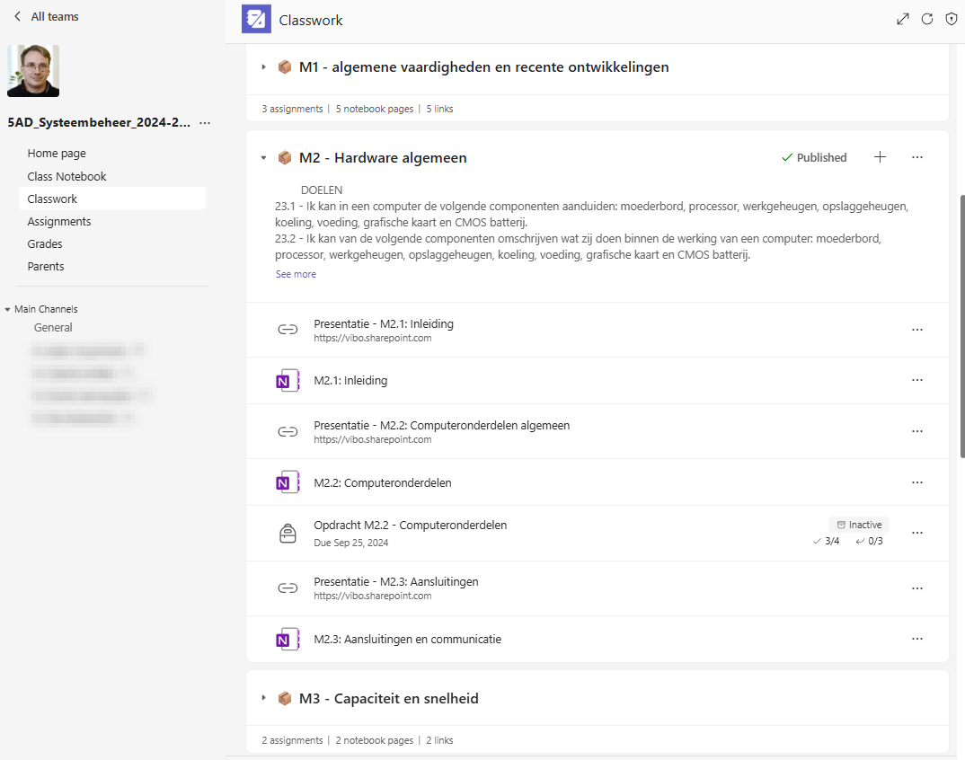 Classwork bevat per module al het nodige materiaal.